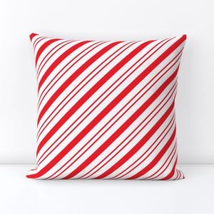 Red Diagonal Christmas Candy Stripes Decor Collection Interior Collection classic stripes throw pillow design