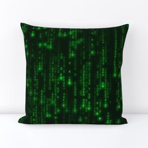 Bright Neon Green Digital Rain Computer Code Home Styling Collection Decor Collection neon code throw pillow design