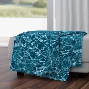 Teal Ripples in Wavy Water Home Decor Collection Interior Collection swimming pool throw blanket design