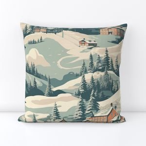 Vintage Ski Slope Blue Interior Collection Decor Collection ski slope throw pillow design