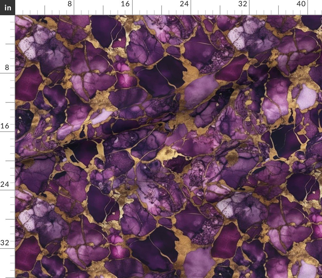 Amethyst and Gold Alcohol Ink 4 Decor Collection Interior Collection gold metallic ink fabric