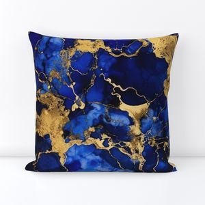 Cobalt Blue and Gold Alcohol Ink 3 Decor Collection Home Decor Collection inky swirls throw pillow design