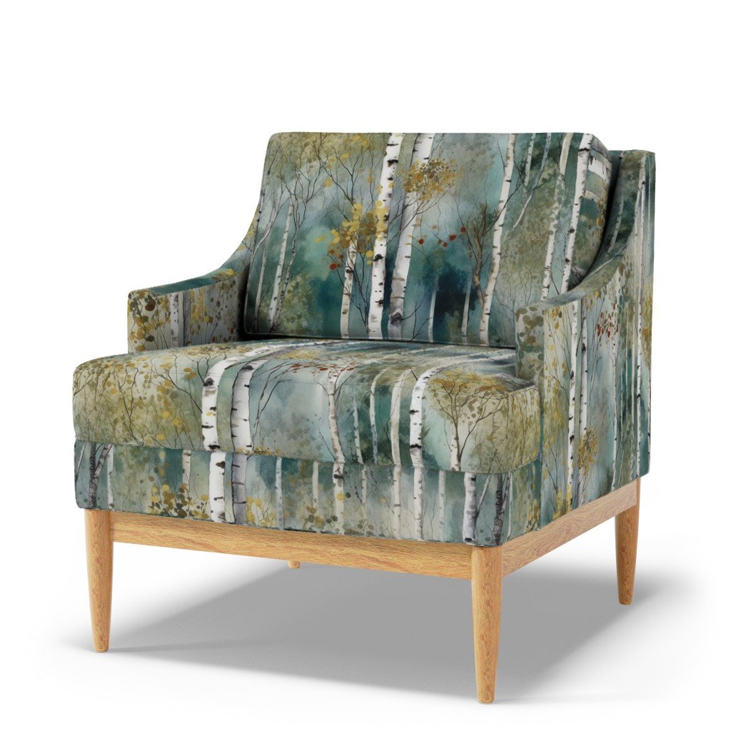 Endless Birch Tree Dreamscape Trees in Misty Forest Watercolor Fabric birch forest fabric