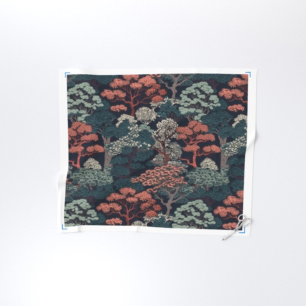 Japanese Tranquility Garden Endless Forest Interior Collection Decor Collection tree garden fabric