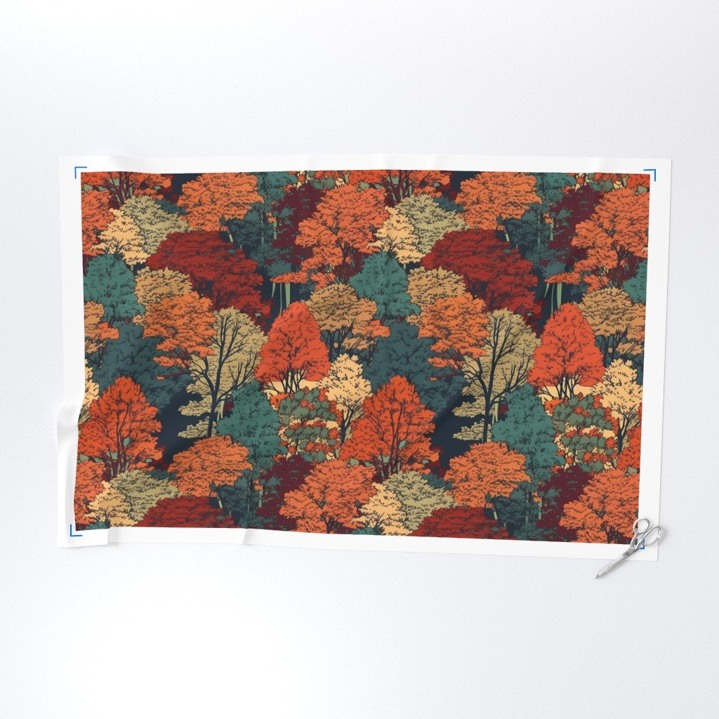 New England Endless Forest Fall Trees Fabric autumn garden fabric