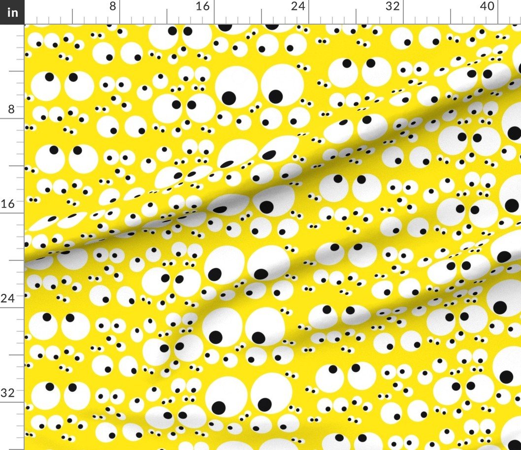 Googly Goo Goo Eyes on Neon Yellow Interior Collection Design Collection black irises fabric