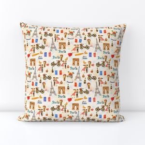 Adorable Whimsical Watercolor Paris Motifs with Eiffel Tower Interior Collection Home Decor Collection eiffel tower throw pillow design