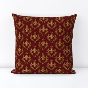 Small Napoleonic Royal Bee and Laurel Wreath Pattern on Crimson Red Home Styling Collection Home Styling Collection crimson red throw pillow design