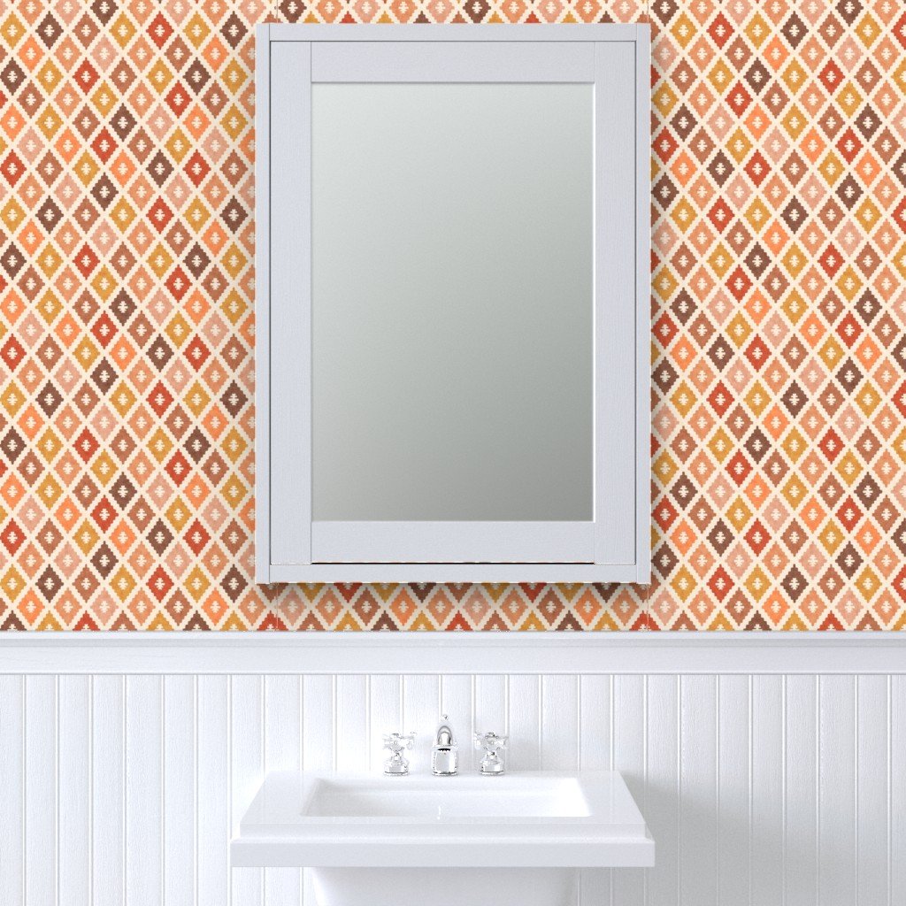Hotel Cala Sol Sun Bleached Vintage Diamond Textile Wallpaper warm tone wallpaper