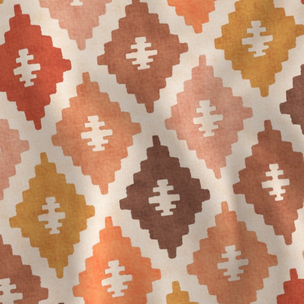 Large Sun Bleached Vintage Diamond Textile Interior Collection Home Decor Collection earth tone fabric