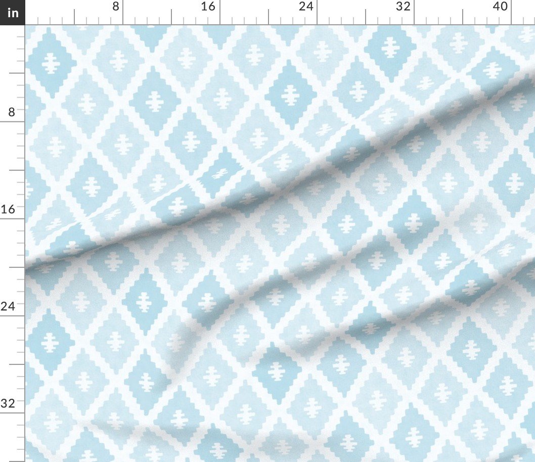 Large Sun Faded Mediterranean Diamond Pattern in Powder Sky Blue Home Styling Collection Home Decor Collection faded blue fabric