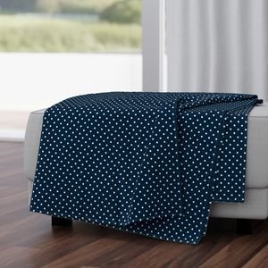 Mini White Polkadots on Navy Blue Interior Collection Design Collection marine blue throw blanket design
