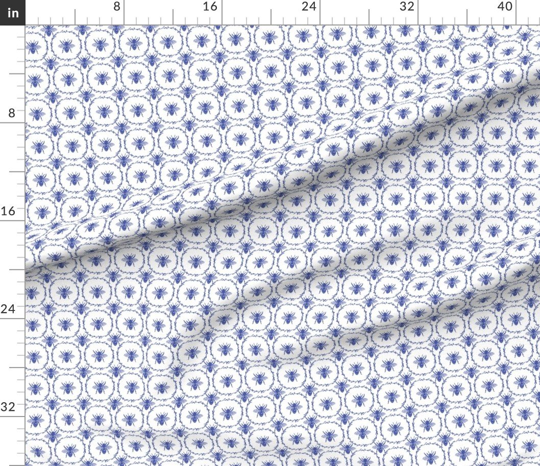 Royal Blue Honey Bees in Wreaths Home Decor Collection Home Decor Collection honey bees fabric