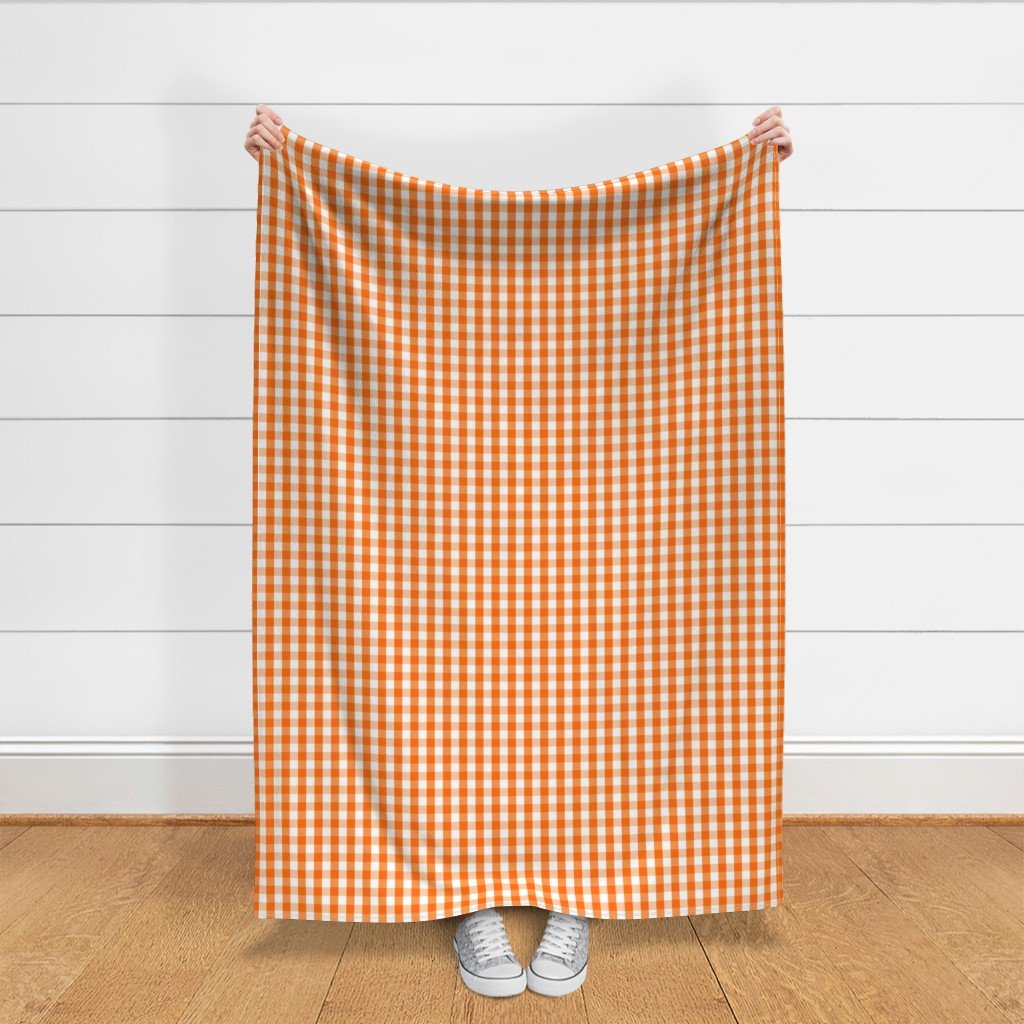 Small Pumpkin Orange and White Gingham Check Pattern Fabric orange gingham fabric