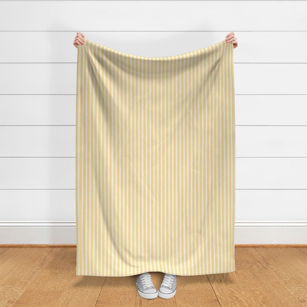 Trendy Large Yellow Butter French Mattress Ticking Double Stripes Fabric yellow butter fabric