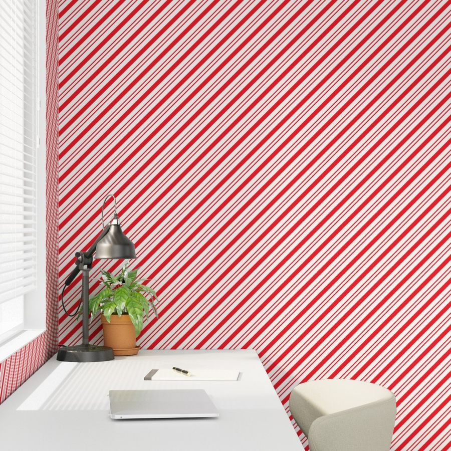 Red Diagonal Christmas Candy Stripes Decor Collection Interior Collection candy cane wallpaper