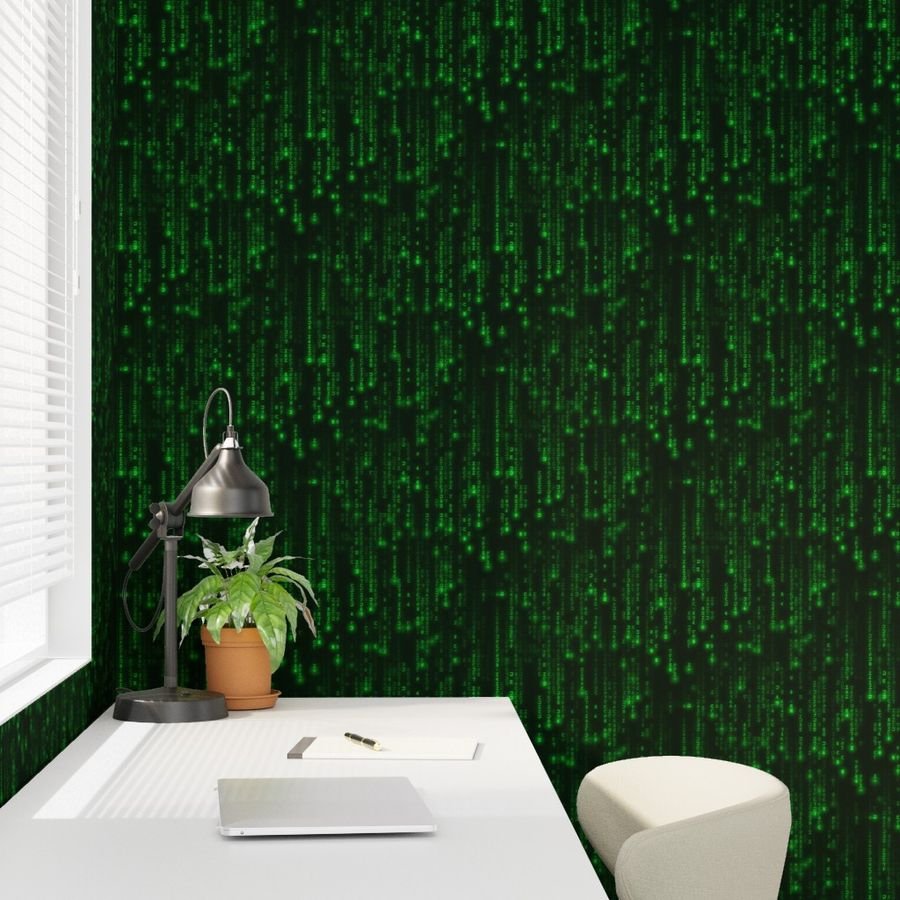 Bright Neon Green Digital Rain Computer Code Home Styling Collection Decor Collection computer code wallpaper