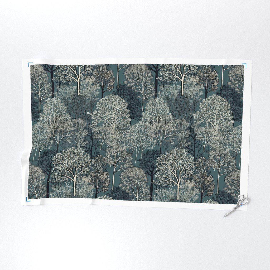 New England Endless Forest Trees Winter Fabric new england trees fabric