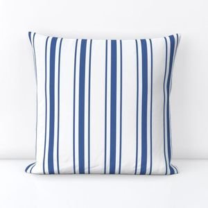 Mattress Ticking Wide Striped Pattern in Dark Blue and White Home Decor Collection Home Decor Collection blue stripe throw pillow design