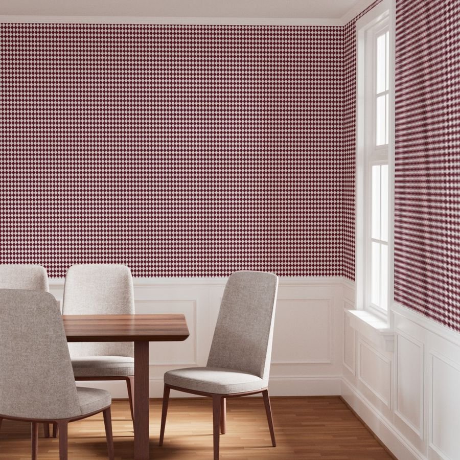 Small Wine and White Diamond Harlequin Check Pattern Wallpaper diamond pattern wallpaper