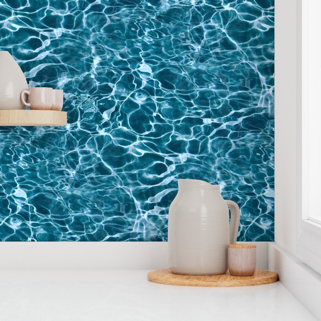 Teal Ripples in Wavy Water Home Decor Collection Interior Collection swimming pool wallpaper
