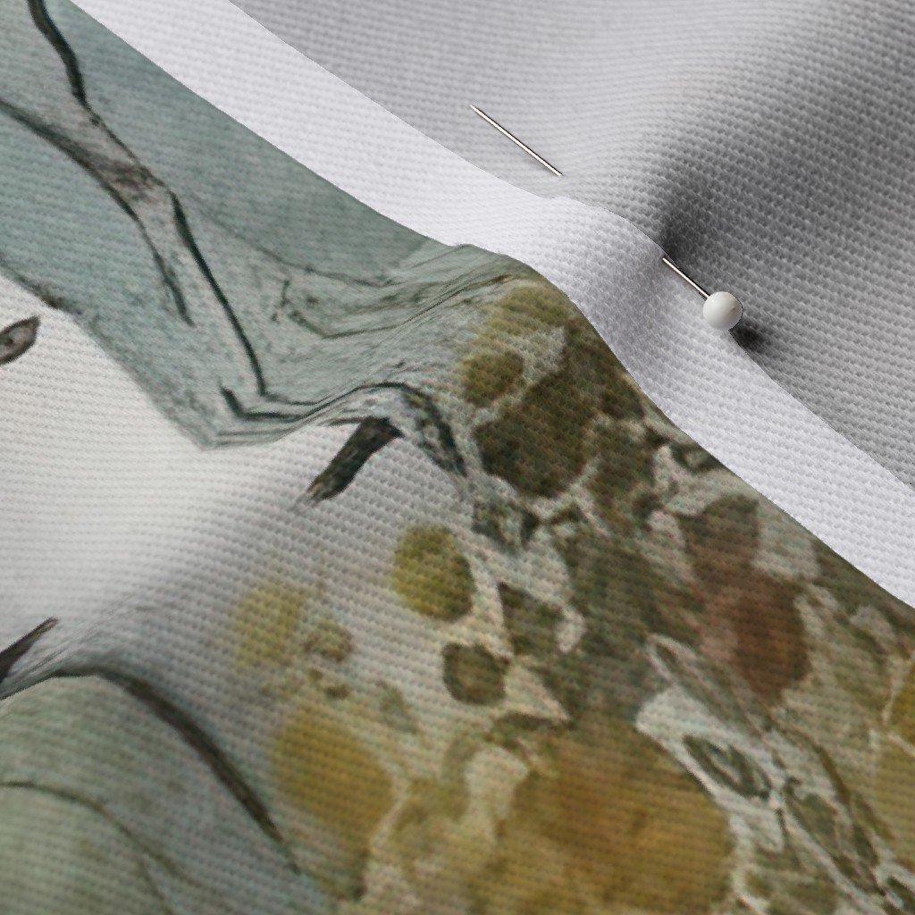 Endless Birch Tree Dreamscape Trees in Misty Forest Watercolor Fabric seamless forest fabric
