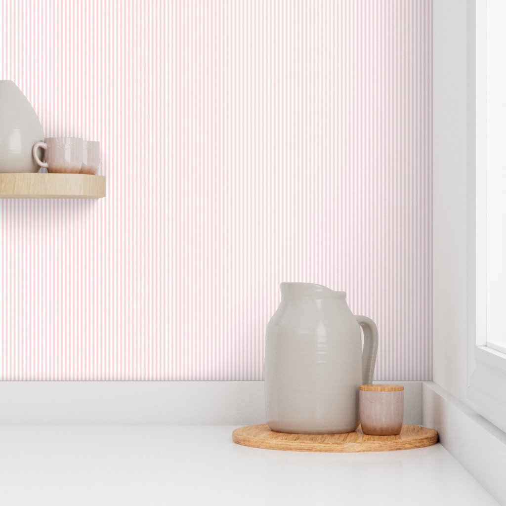 Soft Blush Pink Pinstripe in an English Country Garden Interior Collection Home Decor Collection english garden wallpaper