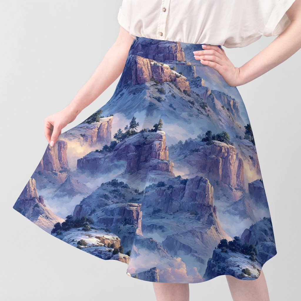 Winter Silence Over the Grand Canyon Watercolor Landscape Home Styling Collection Decor Collection cliffs fabric