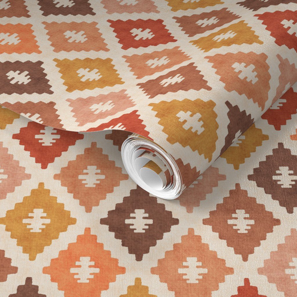 Hotel Cala Sol Sun Bleached Vintage Diamond Textile Wallpaper coastal wallpaper