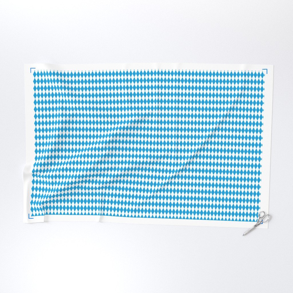 Oktoberfest Bavarian Blue and White Small Diagonal Diamond Pattern Fabric blue check fabric