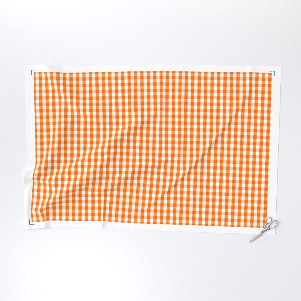 Small Pumpkin Orange and White Gingham Check Pattern Fabric pumpkin gingham fabric