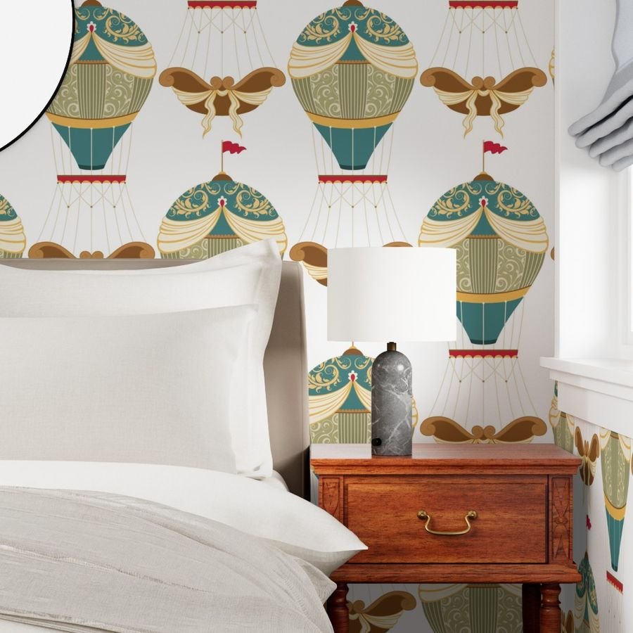 Vintage Ornamental Brocade Hot Air Helium Balloons Wallpaper helium balloon wallpaper