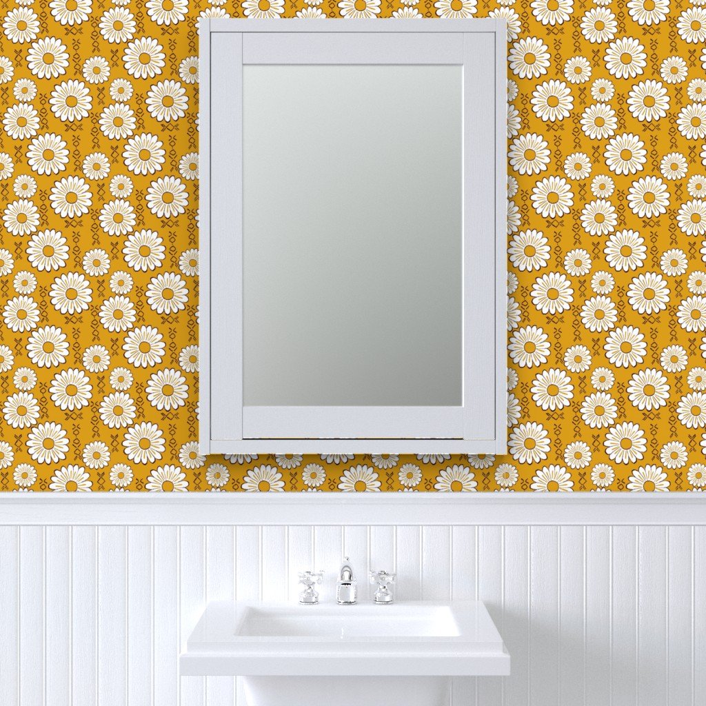 Harry Sunflower Shirt Flower Print Hippie Pop Art Floral Pattern Wallpaper golden sunflowers wallpaper