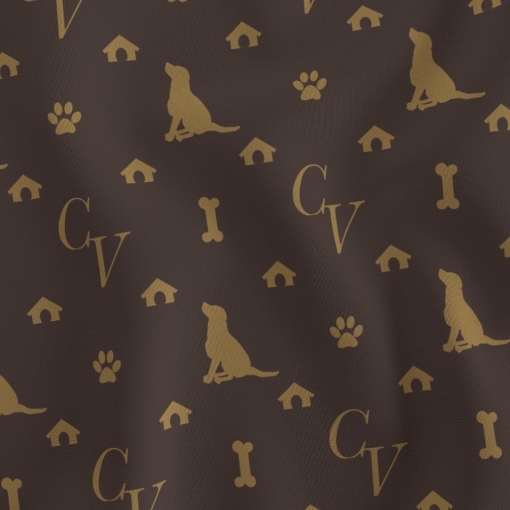Louis Luxury Dog Attire Monogram Pattern Fabric iconic dog print fabric