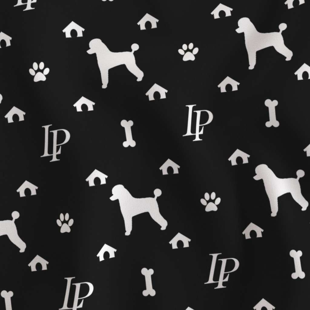 Luxury Louis Poodle Pet Dog Print Black & White Fabric dog house fabric