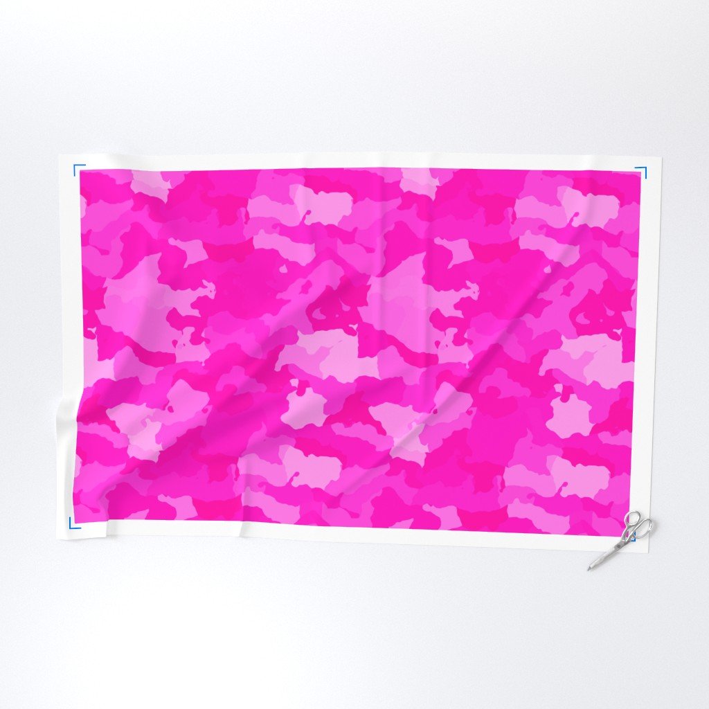 Hot Shocking Neon Pink Girlie Feminine Camo Camouflage Pattern Fabric camouflage print fabric