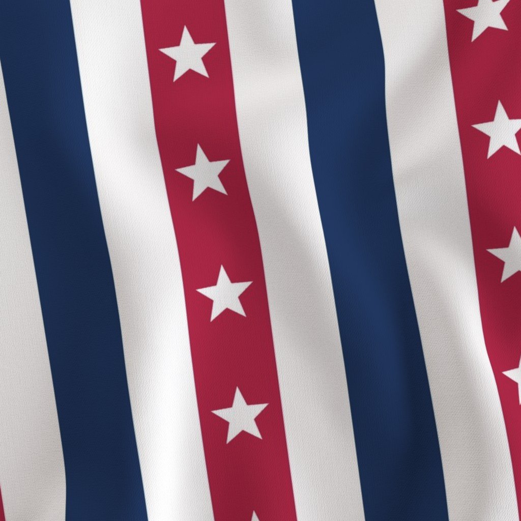 USA Flag Colors of Red White and Blue with Stars in Alternating 2 Inch Fabric stars stripes fabric
