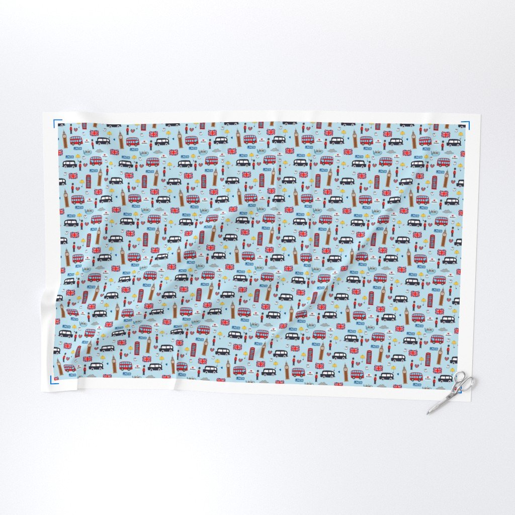 London England Handdrawn Motifs Big Ben Union Jack Palace Guard Fabric big ben fabric