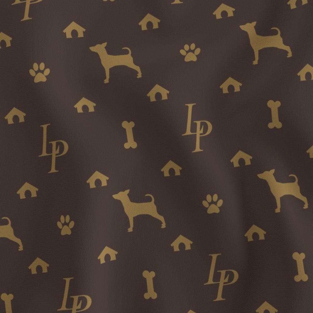 Louis Mini Pinscher Luxury Dog Attire Monogram Pattern Fabric louis brown fabric