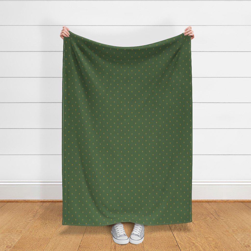 Christmas Faux Gold Foil Star in Fir Tree Green Fabric faux gold fabric