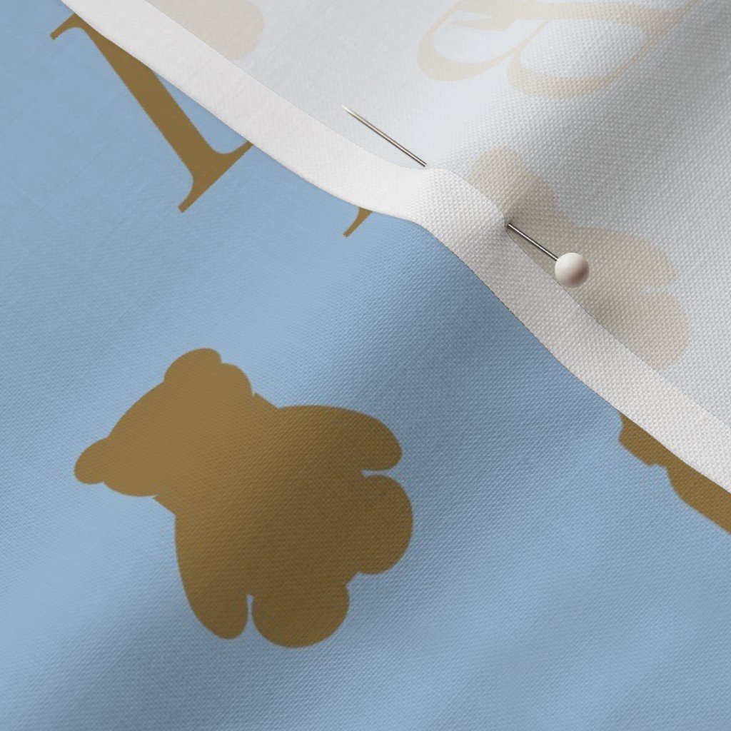 Louis Baby Luxury Iconic Monogram Pattern on Classic Blue with Tan Fabric louis monogram fabric