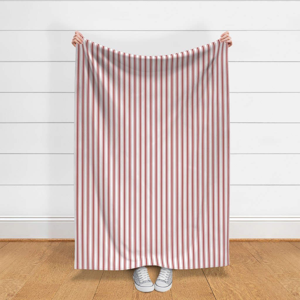 Mattress Ticking Narrow Striped Pattern in Crimson Red Fabric crimson narrow strip fabric