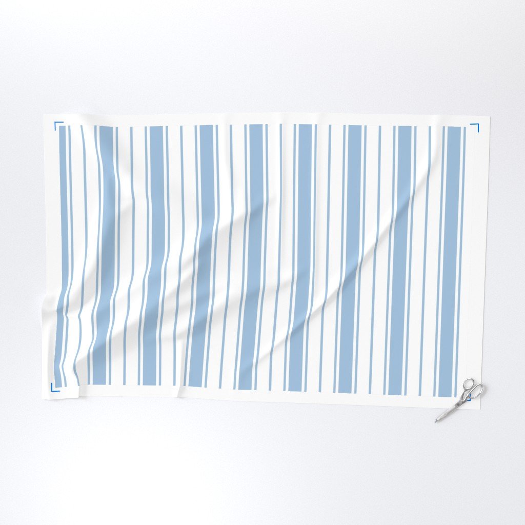 Blue and White Vertical French Stripe Fabric blue stripes fabric