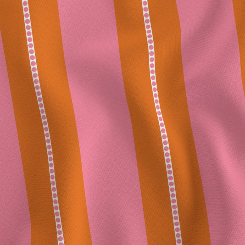 Pink and Burnt Orange Cabana Beach Bubble Stripes Fabric cabana beach fabric