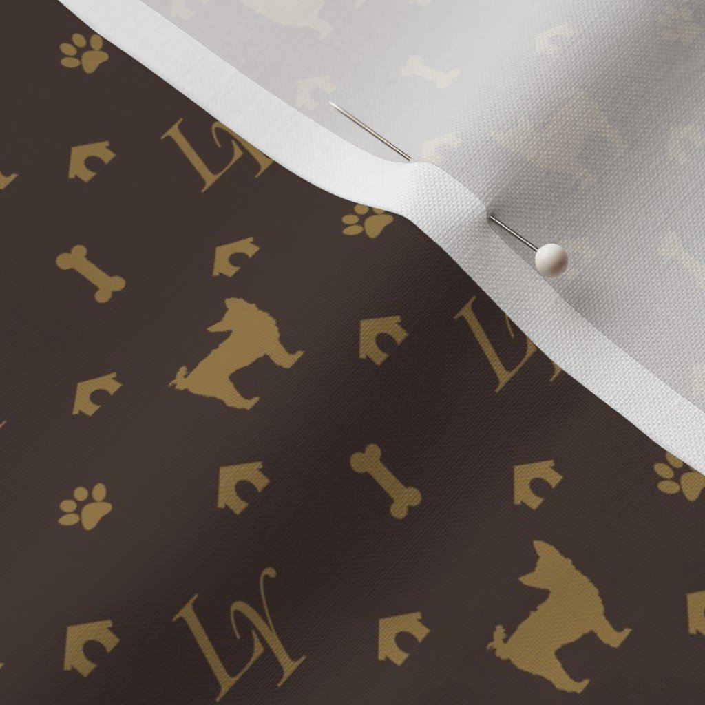Louis Yorkshire Terrier Luxury Dog Smaller Pattern in Tan on Brown Fabric iconic dog print fabric