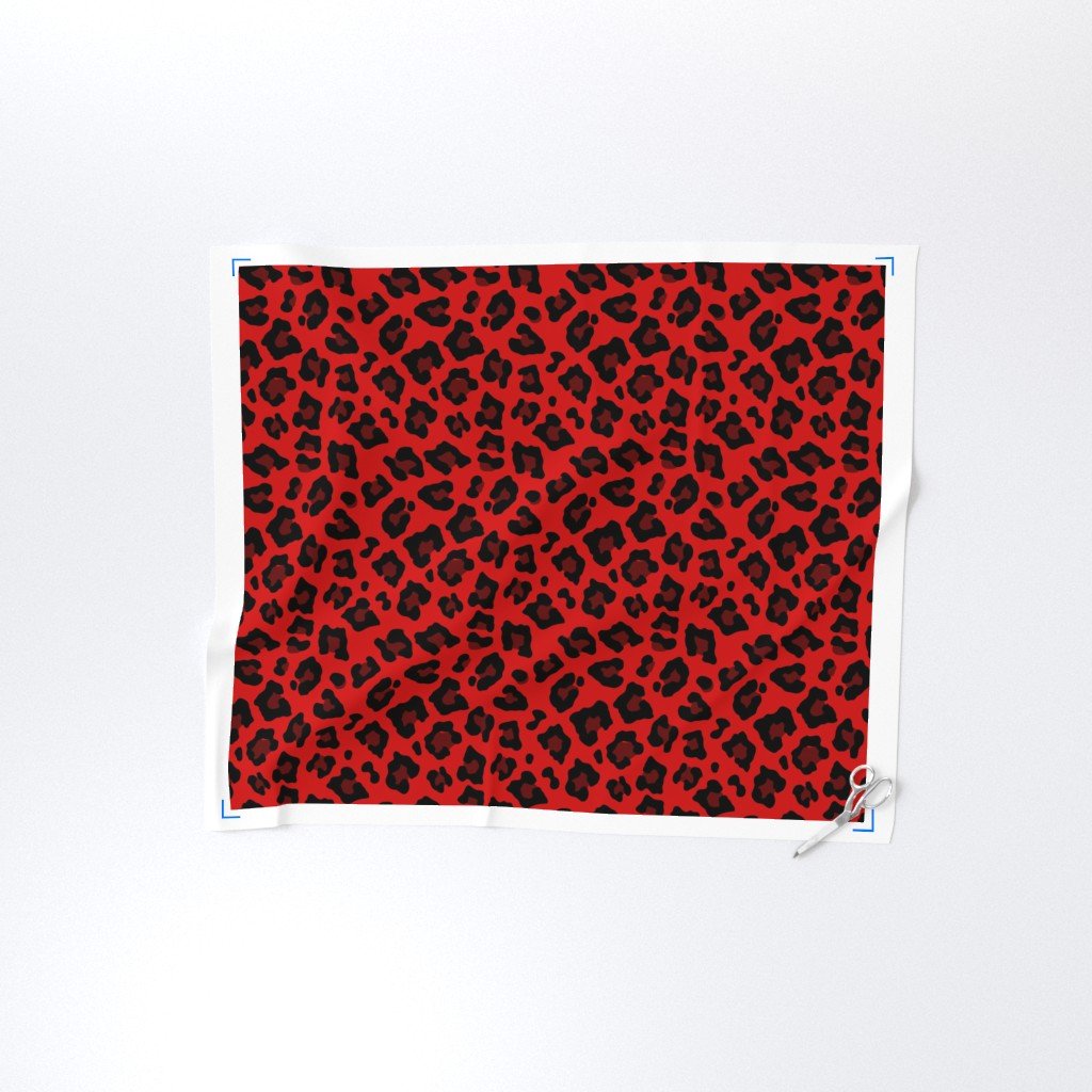 Jumbo Leopard Spots Animal Repeat Pattern Print in Red and Black Fabric animal pattern fabric
