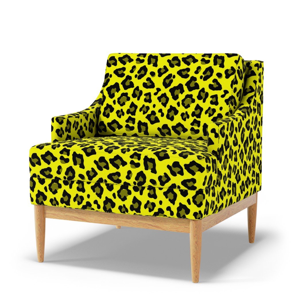 Jumbo Leopard Spots Animal Repeat Pattern Print in Yellow and Black Fabric animal print fabric