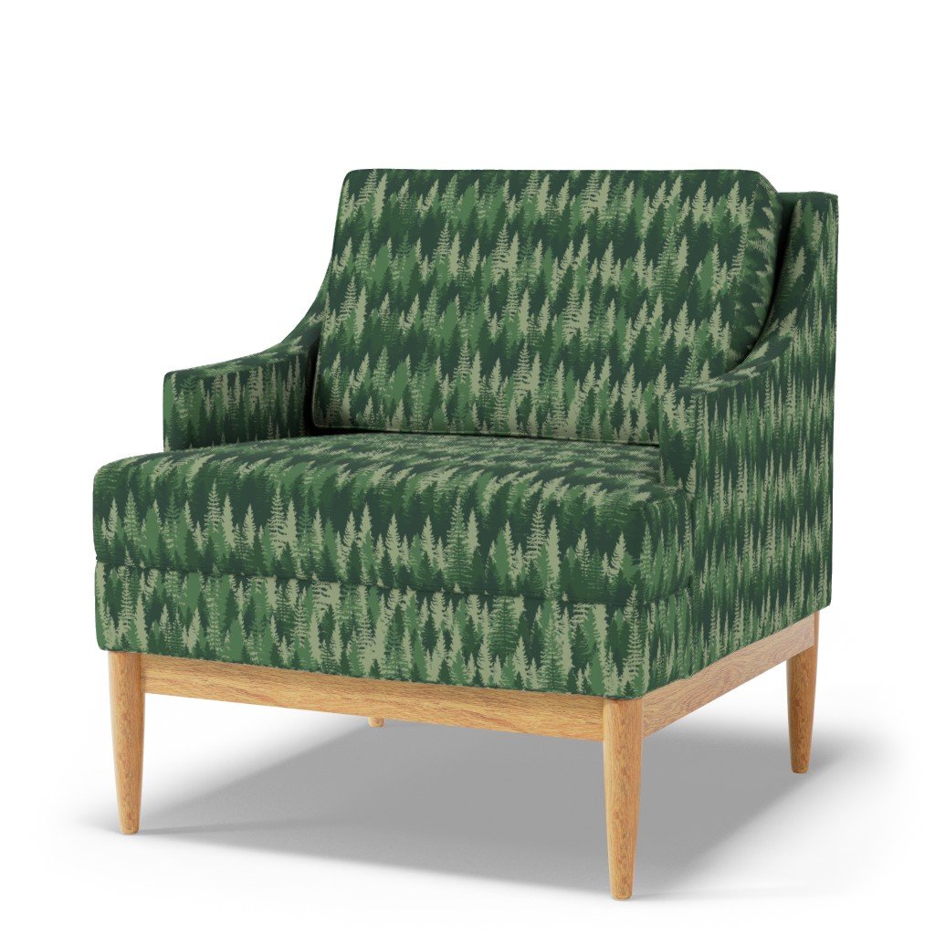 Endless Evergreen Forest with Fir Trees in Shades of Green Fabric evergreen forest fabric