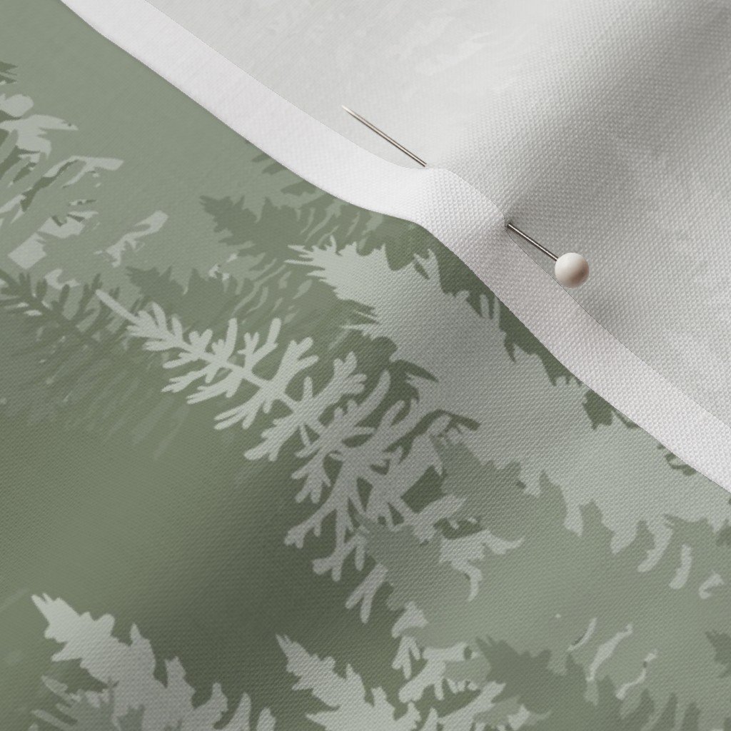 Endless Evergreen Forest with Fir Trees in Shades of Sage Green Fabric balsam tree fabric