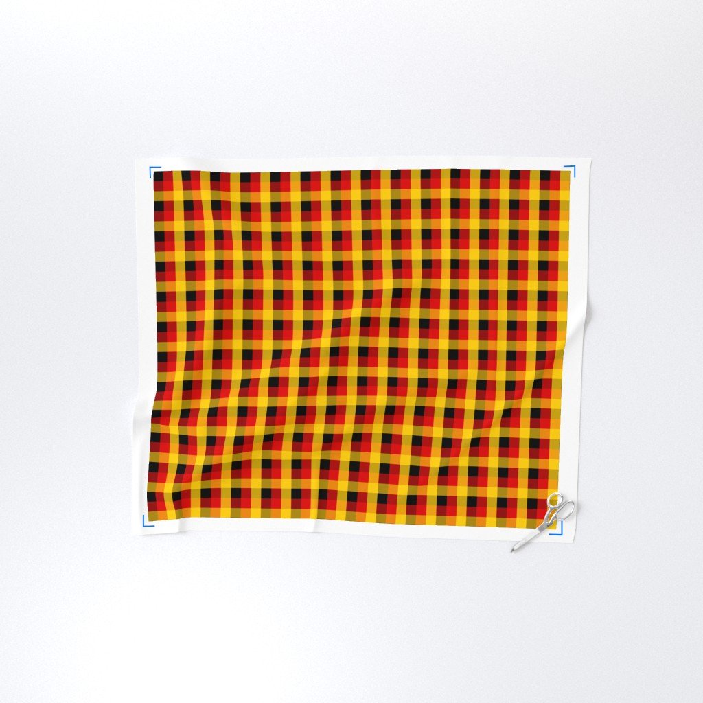 German Flag Colors Red Gold and Black Large 1 Inch Gingham Check Fabric german flag fabric
